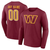 Team Authentic Personalized Name & Number Long Sleeve T-Shirt - Washington Commanders T-shirts