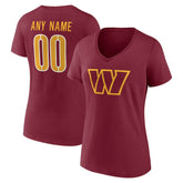 Women's Team Authentic Personalized Name & Number V-Neck T-Shirt - Washington Commanders T-shirts