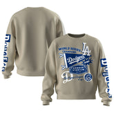 Beige Los Angeles Dodgers Fanatics Women's 2025 World Series Champions Pennant Spirit Jersey Fleece Sweatshirt