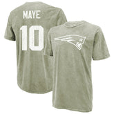 Drake Maye Majestic Threads Mineral Wash Name & Number T-Shirt - New England Patriots T-shirts