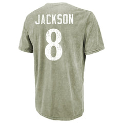 Lamar Jackson Majestic Threads Mineral Wash Name & Number T-Shirt - Baltimore Ravens T-shirts