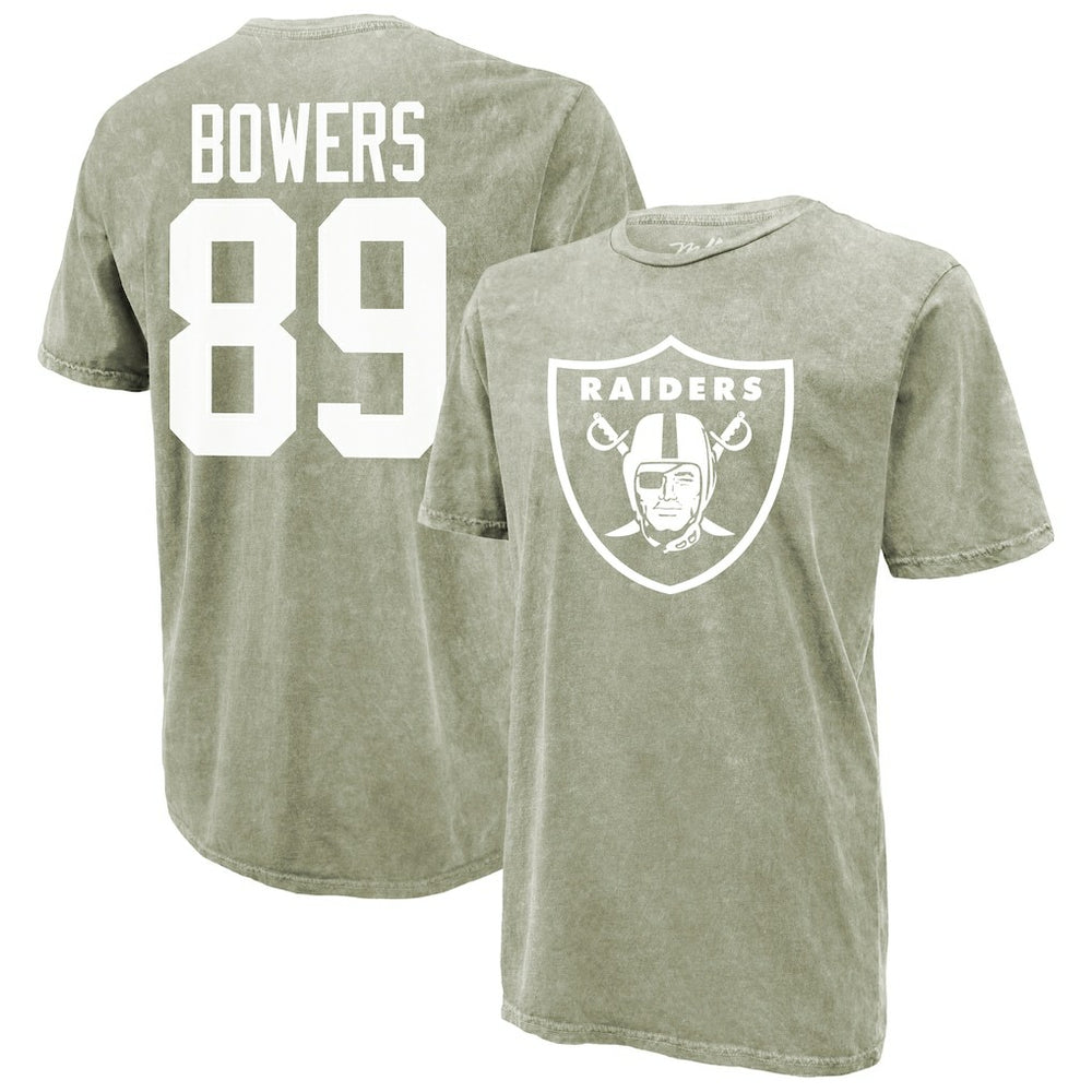 Brock Bowers Majestic Threads Mineral Wash Name & Number T-Shirt - Las Vegas Raiders T-shirts