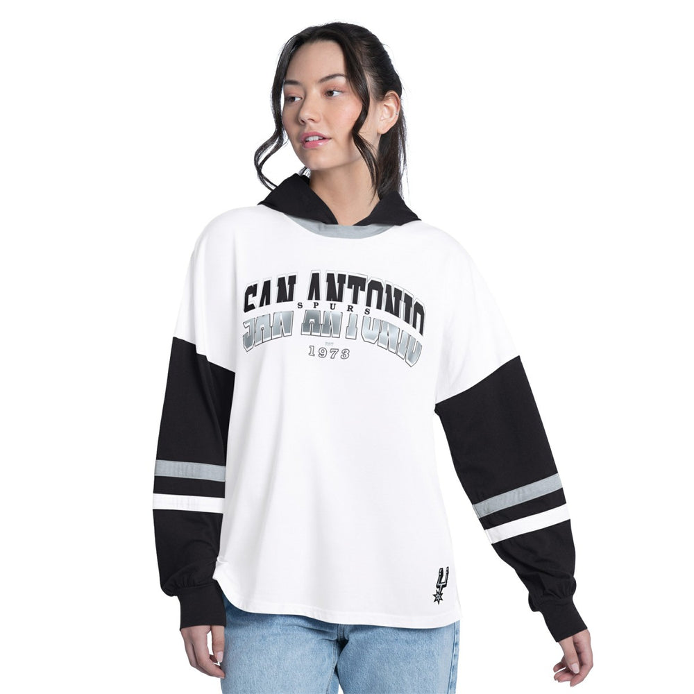 San Antonio Spurs G-III 4Her by Carl Banks Women's Key Player Oversized Hooded Long Sleeve T-Shirt