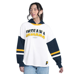 Indiana Pacers G-III 4Her by Carl Banks Women's Key Player Oversized Hooded Long Sleeve T-Shirt