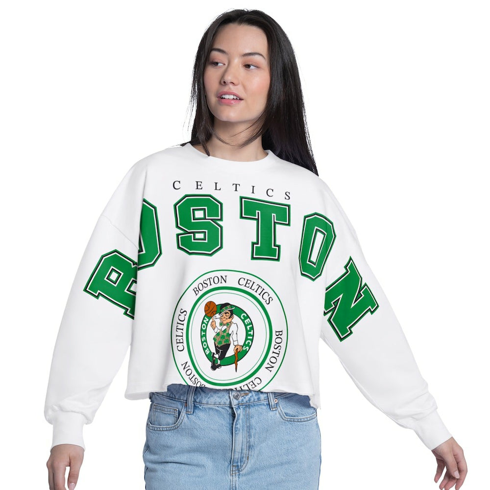 Boston Celtics G-III 4Her by Carl Banks Women's Bleachers Cropped French Terry Sweatshirt