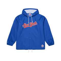 Royal New York Mets Mitchell & Ness Full-Snap Hooded Coaches Jacket