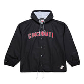 Black Cincinnati Reds Mitchell & Ness Full-Snap Hooded Coaches Jacket