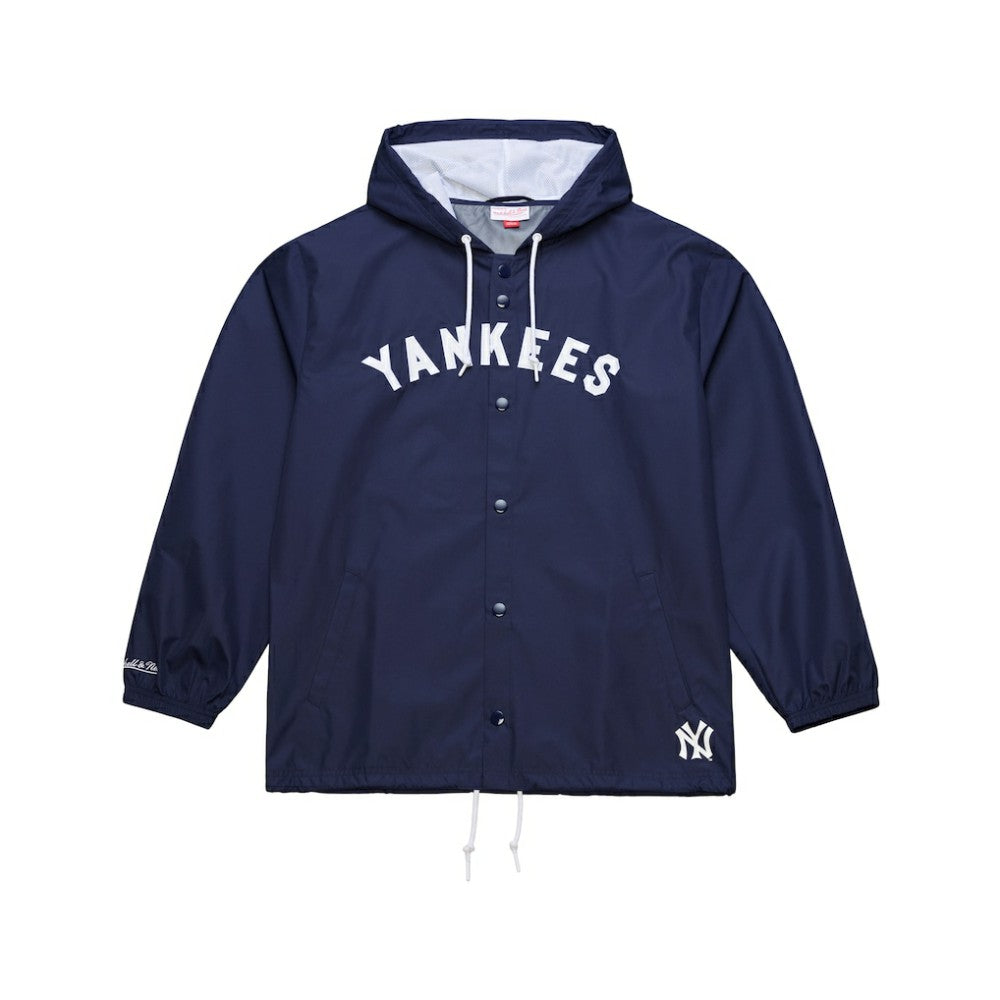 Navy New York Yankees Mitchell & Ness Full-Snap Hooded Coaches Jacket