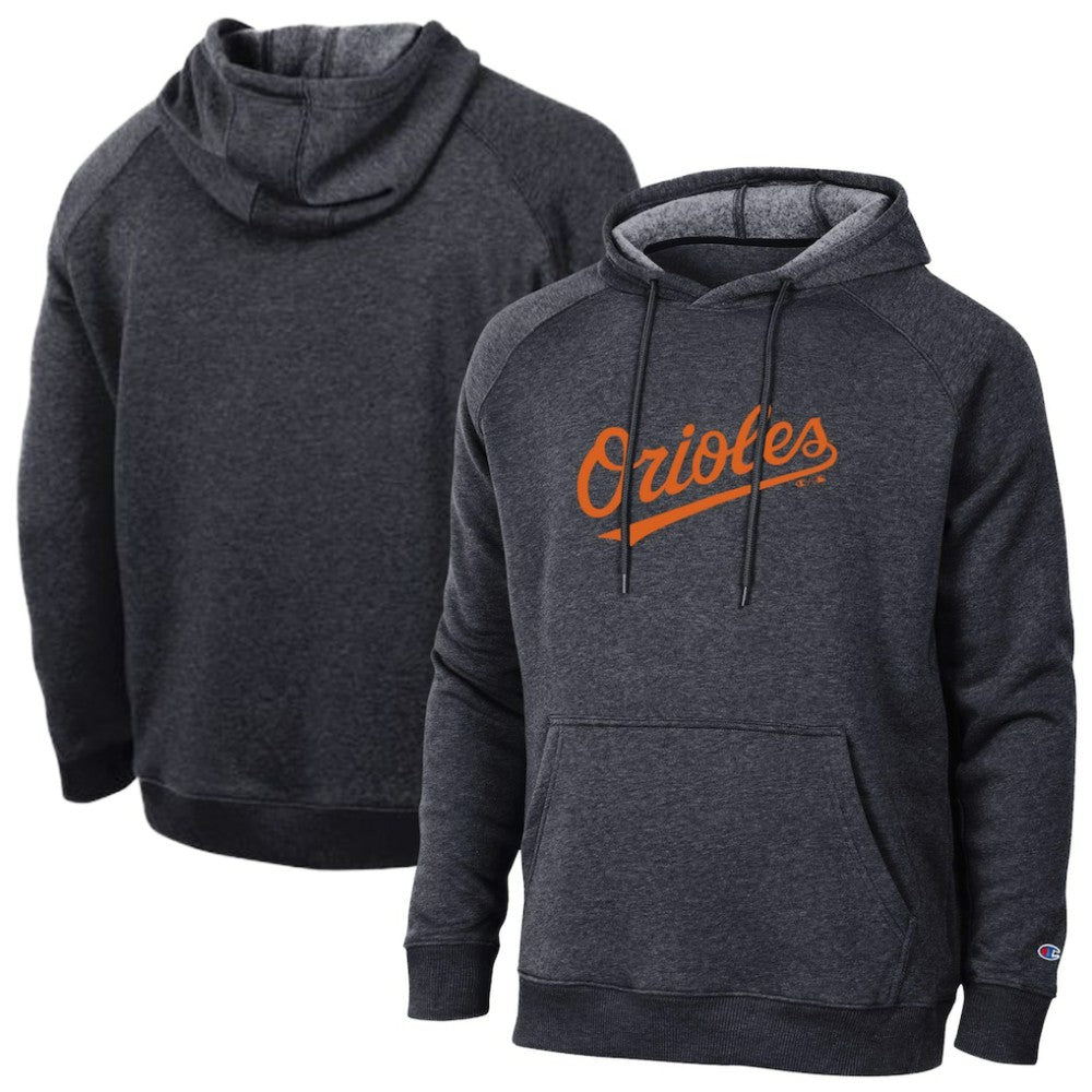 Black Baltimore Orioles Champion Triumph Tri-Blend Raglan Hoodie
