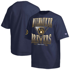 Navy Milwaukee Brewers Champion Traditions Two Locations T-Shirt