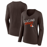 Women's Hustle Long Sleeve V-Neck T-Shirt - Cleveland Browns T-shirts