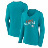 Women's Hustle Long Sleeve V-Neck T-Shirt - Miami Dolphins T-shirts