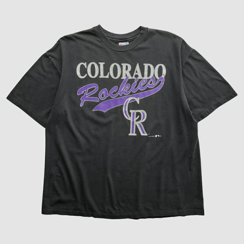Black Colorado Rockies Hanes 90s T-shirt