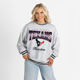 Gameday Couture Women's Oversized Gridiron Drive Ringer Stripe Sweatshirt - Houston Texans Sweatshirts