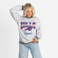 Gameday Couture Women's Oversized Gridiron Drive Ringer Stripe Sweatshirt - Buffalo Bills Sweatshirts