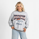 Gameday Couture Women's Oversized Gridiron Drive Ringer Stripe Sweatshirt - Denver Broncos Sweatshirts