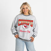 Gameday Couture Women's Oversized Gridiron Drive Ringer Stripe Sweatshirt - Kansas City Chiefs Sweatshirts