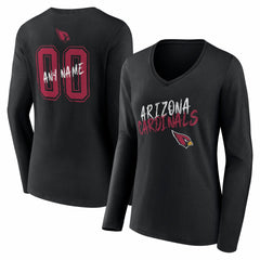 Women's Hustle Personalized Name & Number Long Sleeve V-Neck T-Shirt - Arizona Cardinals T-shirts