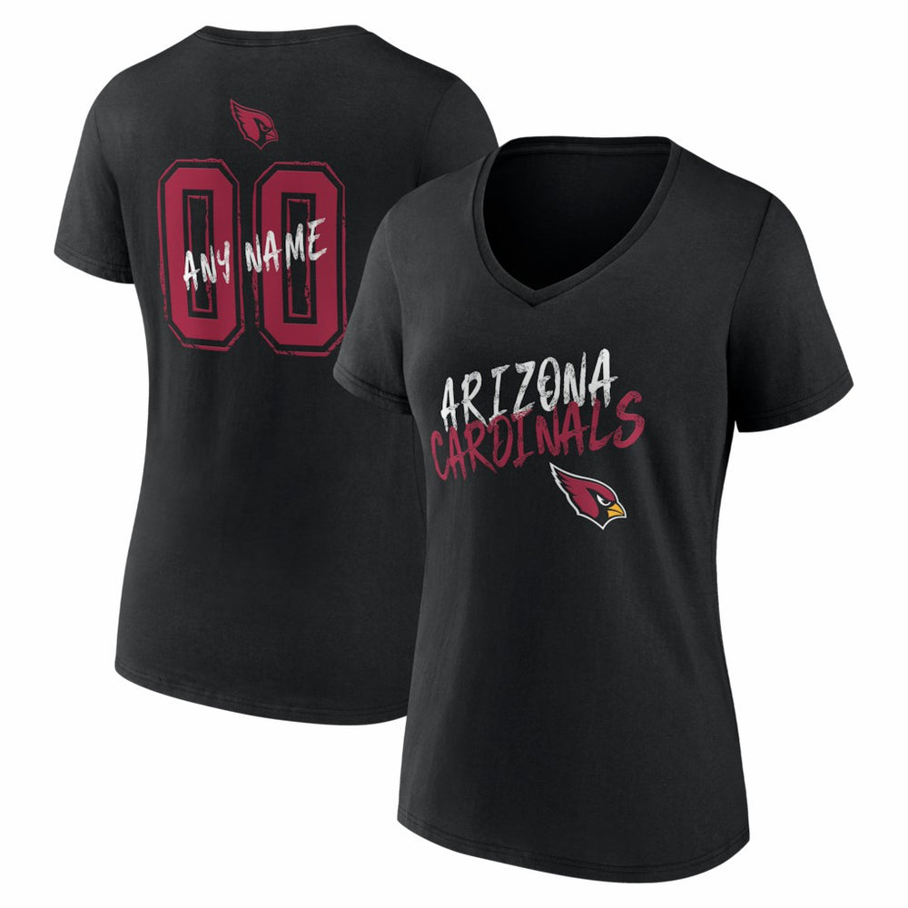 Women's Hustle Personalized Name & Number V-Neck T-Shirt - Arizona Cardinals T-shirts