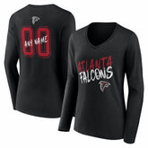 Women's Hustle Personalized Name & Number Long Sleeve V-Neck T-Shirt - Atlanta Falcons T-shirts