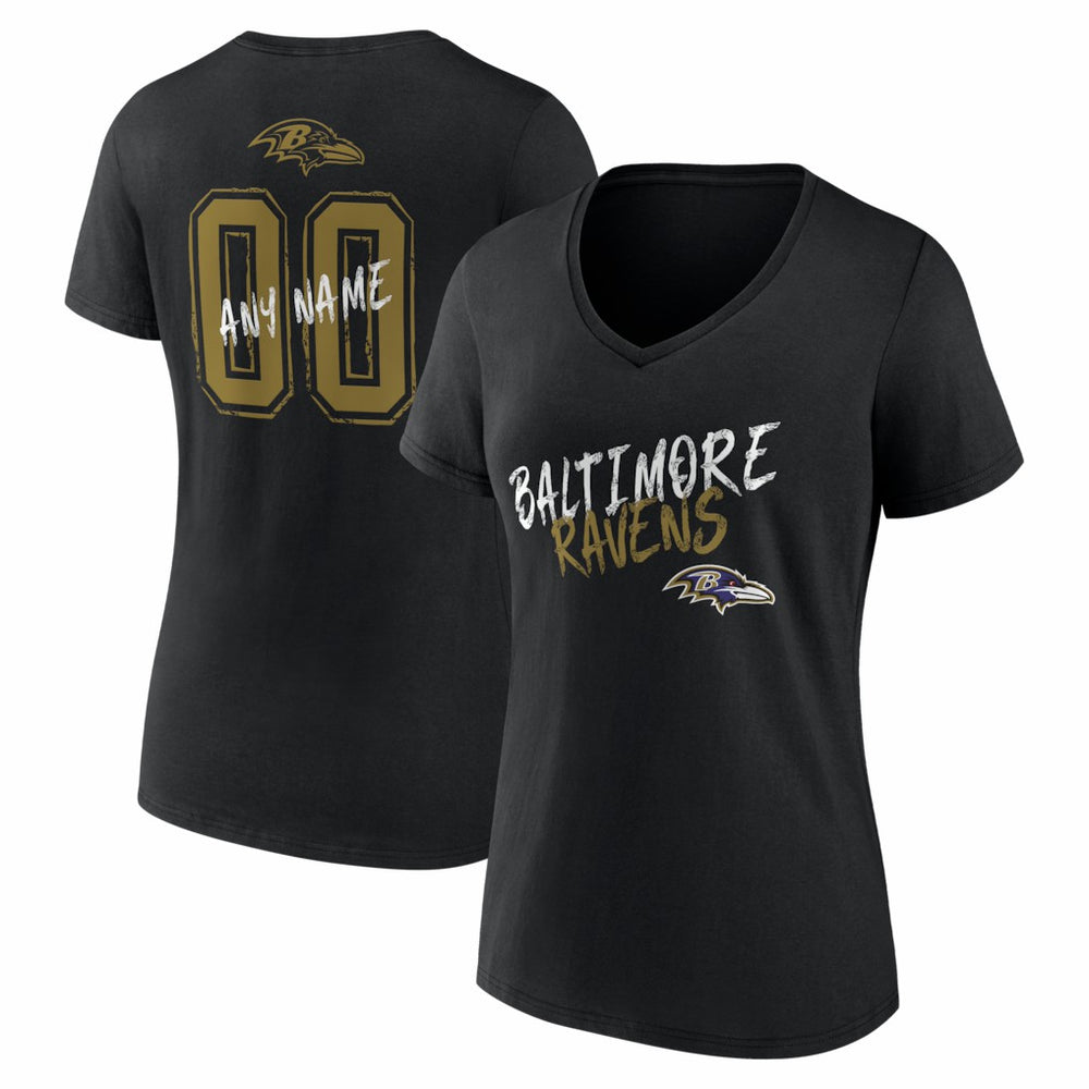 Women's Hustle Personalized Name & Number V-Neck T-Shirt - Baltimore Ravens T-shirts