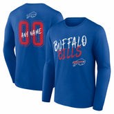 Hustle Personalized Name & Number Long Sleeve T-Shirt - Buffalo Bills T-shirts