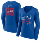 Women's Hustle Personalized Name & Number Long Sleeve V-Neck T-Shirt - Buffalo Bills T-shirts