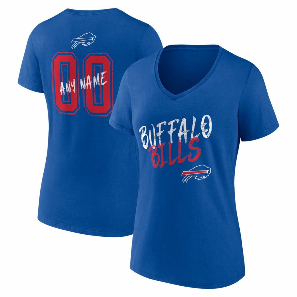 Women's Hustle Personalized Name & Number V-Neck T-Shirt - Buffalo Bills T-shirts