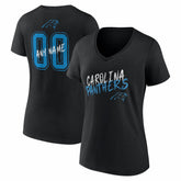 Women's Hustle Personalized Name & Number V-Neck T-Shirt - Carolina Panthers T-shirts