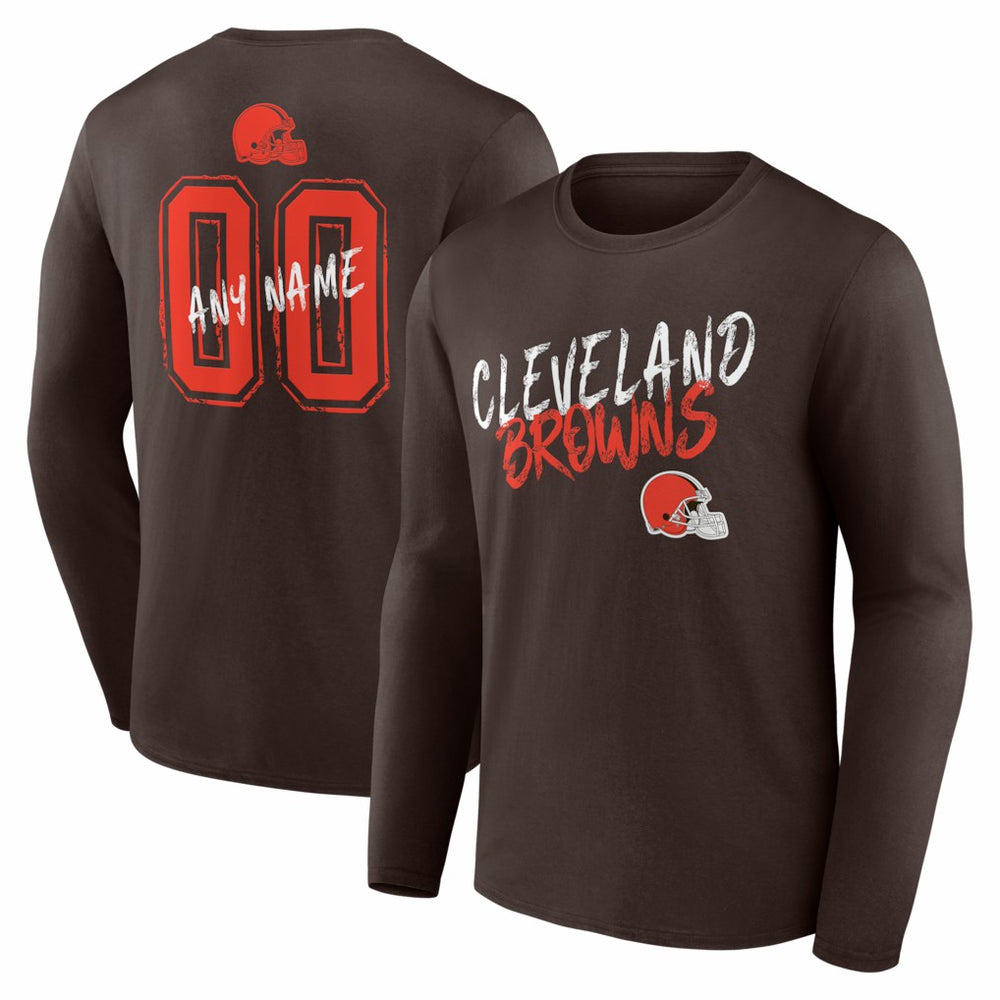 Hustle Personalized Name & Number Long Sleeve T-Shirt - Cleveland Browns T-shirts