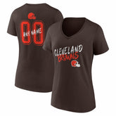 Women's Hustle Personalized Name & Number V-Neck T-Shirt - Cleveland Browns T-shirts