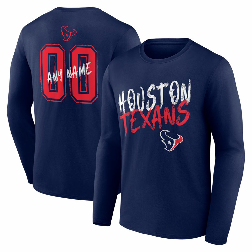 Hustle Personalized Name & Number Long Sleeve T-Shirt - Houston Texans T-shirts