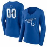 Women's Hustle Personalized Name & Number Long Sleeve V-Neck T-Shirt - Indianapolis Colts T-shirts