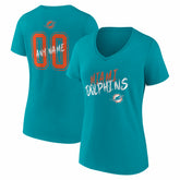 Women's Hustle Personalized Name & Number V-Neck T-Shirt - Miami Dolphins T-shirts