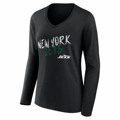 Women's Hustle Personalized Name & Number Long Sleeve V-Neck T-Shirt - New York Jets T-shirts