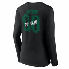 Women's Hustle Personalized Name & Number Long Sleeve V-Neck T-Shirt - New York Jets T-shirts