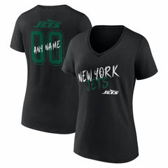 Women's Hustle Personalized Name & Number V-Neck T-Shirt - New York Jets T-shirts