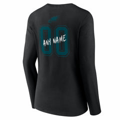 Women's Hustle Personalized Name & Number Long Sleeve V-Neck T-Shirt - Philadelphia Eagles T-shirts