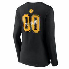 Women's Hustle Personalized Name & Number Long Sleeve V-Neck T-Shirt - Pittsburgh Steelers T-shirts