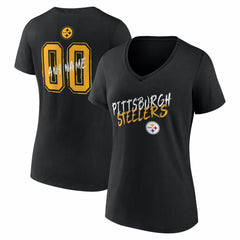 Women's Hustle Personalized Name & Number V-Neck T-Shirt - Pittsburgh Steelers T-shirts