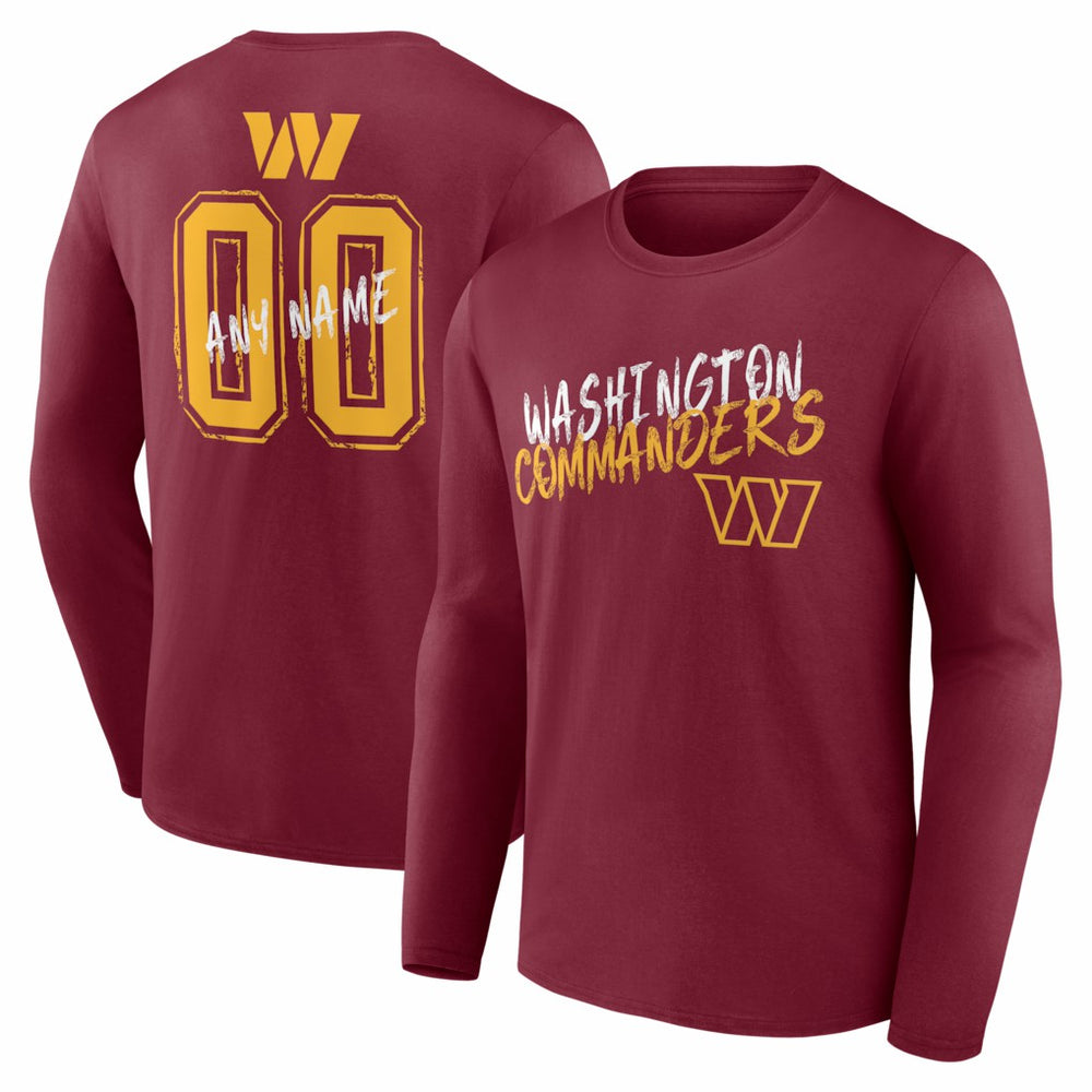 Hustle Personalized Name & Number Long Sleeve T-Shirt - Washington Commanders T-shirts