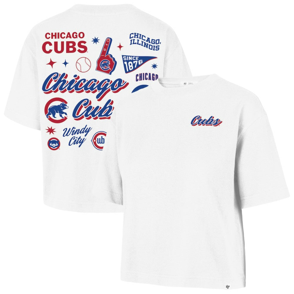 White Chicago Cubs '47 Women's Collage Script Reed City T-Shirt