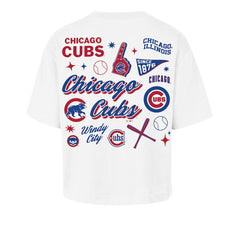 White Chicago Cubs '47 Women's Collage Script Reed City T-Shirt