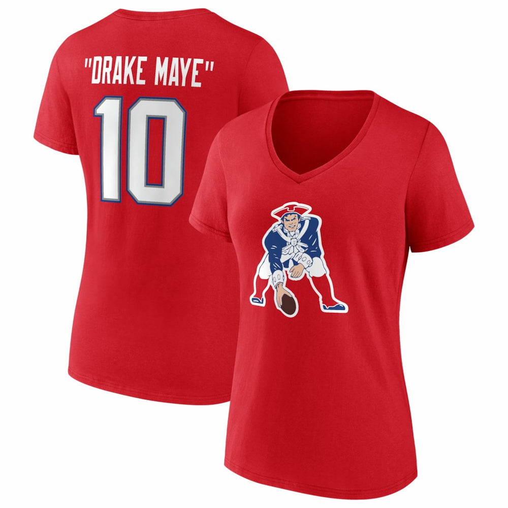 Drake Maye Women's Nickname V-Neck T-Shirt - New England Patriots T-shirts