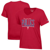 Red Philadelphia Phillies Champion Women's Core V-Neck T-Shirt