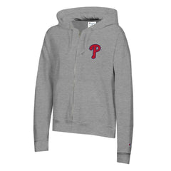 Heather Gray Philadelphia Phillies Champion Women's Powerblend Fleece Full-Zip Hoodie