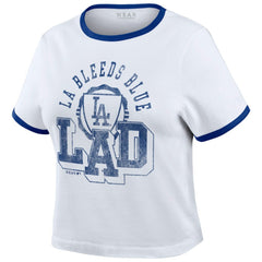 White Los Angeles Dodgers WEAR by Erin Andrews Women's Ringer Baby T-Shirt