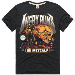 DK Metcalf Homage Unisex Angry Runs Player Graphic Tri-Blend T-Shirt - Pittsburgh Steelers T-shirts