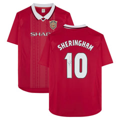 Teddy Sheringham Manchester United Autographed 1999 Red UEFA Champions League Home Jersey