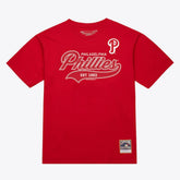 Red Philadelphia Phillies Mitchell & Ness Script Sweep Arch T-Shirt